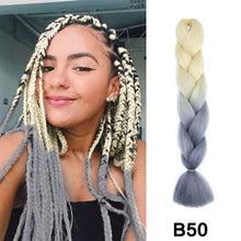 Load image into Gallery viewer, 24'' 100G Synthetic Jumbo Braiding Hair Ombre Rainbow Hair Extensions Festival Jumbo Crochet Hair Weaving Box Braids Hairpieces