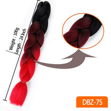 Load image into Gallery viewer, 24inch Synthetic HairPieces Braids Jumbo Hair Extensions Braiding Rainbow Blue Pink Blonde Purple Ombre DreadLock Braid MUMUPI