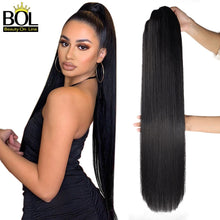 Load image into Gallery viewer, BOL Curly Ponytail Extension Human Hair Feeling Natural Hairpiece 24-32Inch Soft Long Drawstring Hair PonyTail Clip On for Women