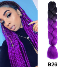 Load image into Gallery viewer, 24'' 100G Synthetic Jumbo Braiding Hair Ombre Rainbow Hair Extensions Festival Jumbo Crochet Hair Weaving Box Braids Hairpieces