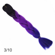 Load image into Gallery viewer, 24Inch Synthetic Long Jumbo Ombre Braiding Hair  For Women Colorful Braids 100g Rainbow Hair Gray  Black Trend Way