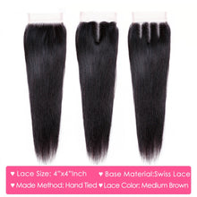 Load image into Gallery viewer, Aircabin Straight Bundles With Closure Remy Brazilian Human Hair Weave Bundles With Closure 3 4 Bundles With Lace Closure
