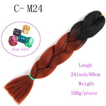 Load image into Gallery viewer, Ombre Jumbo Braids Hair 24inch 100g Synthetic Braiding Hair Crochet Braid Hair Extension  for Women Blond Brown Pink Purple