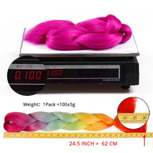 Load image into Gallery viewer, 24'' 100G Synthetic Jumbo Braiding Hair Ombre Rainbow Hair Extensions Festival Jumbo Crochet Hair Weaving Box Braids Hairpieces
