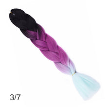 Load image into Gallery viewer, 24Inch Synthetic Long Jumbo Ombre Braiding Hair  For Women Colorful Braids 100g Rainbow Hair Gray  Black Trend Way