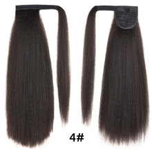 Load image into Gallery viewer, MyDiva Afro Long Straight Puff Ponytail Hair Extension Natural Synthetic Perm Yaki Hairpiece Drawstring Ponytails Elastic Band