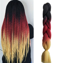 Load image into Gallery viewer, Pervado Hair 1pc 24" 100G/PC Ombre Jumbo Braids Crochet Hair Synthetic Braiding Hair Extension Yaki Bulk Red Green Rasta Color
