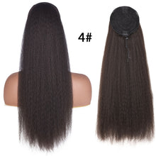 Load image into Gallery viewer, MyDiva Afro Long Straight Puff Ponytail Hair Extension Natural Synthetic Perm Yaki Hairpiece Drawstring Ponytails Elastic Band