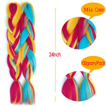 Load image into Gallery viewer, Aigemei 24'' Inter-color Jumbo Braids Long Synthetic Braiding Hair Crochet Braid Hair Extensions Red Yellow Blue Mix Color