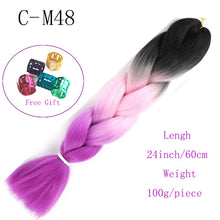 Load image into Gallery viewer, Ombre Jumbo Braids Hair 24inch 100g Synthetic Braiding Hair Crochet Braid Hair Extension  for Women Blond Brown Pink Purple
