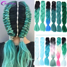 Load image into Gallery viewer, Chorliss Long  Jumbo Braids Ombre Braiding Hair Bundles Synthetic Hair Extensions Crochet Braids Natural Blue Pink Purple Blonde