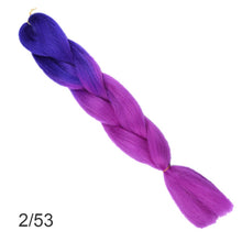 Load image into Gallery viewer, 24Inch Synthetic Long Jumbo Ombre Braiding Hair  For Women Colorful Braids 100g Rainbow Hair Gray  Black Trend Way