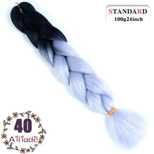 Load image into Gallery viewer, AILIADE 24 inch Jumbo Braids Long Ombre Synthetic High Temperature Braiding Kanekalon Hair Extensions African White Black Women