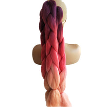 Load image into Gallery viewer, Pervado Hair Burg Brown Grey Ombre Crochet Braiding Hair Extensions One Piece 100g/Pack 24Inch Long Synthetic Jumbo Braids Hair