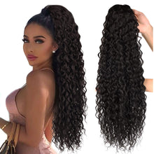 Load image into Gallery viewer, Curly Ponytail Extensions Clip in Synthetic Drawstring Ponytail Wig Long 32Inch Water Wave Afro Pony Tail Women Hairpiece False