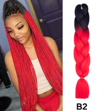 Load image into Gallery viewer, 24'' 100G Synthetic Jumbo Braiding Hair Ombre Rainbow Hair Extensions Festival Jumbo Crochet Hair Weaving Box Braids Hairpieces