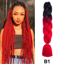 Load image into Gallery viewer, 24'' 100G Synthetic Jumbo Braiding Hair Ombre Rainbow Hair Extensions Festival Jumbo Crochet Hair Weaving Box Braids Hairpieces