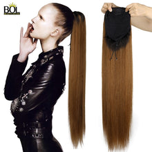 Load image into Gallery viewer, BOL 32Inch Long Kinky Curly Ponytail Hair Extensions Human Hair Feeling Synthetic Drawstring Ponytail Soft and Natural for Women