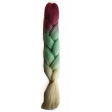 Load image into Gallery viewer, Pervado Hair Burg Brown Grey Ombre Crochet Braiding Hair Extensions One Piece 100g/Pack 24Inch Long Synthetic Jumbo Braids Hair