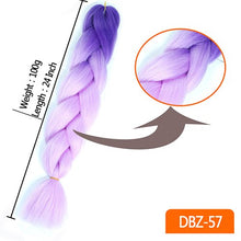 Load image into Gallery viewer, 24inch Synthetic HairPieces Braids Jumbo Hair Extensions Braiding Rainbow Blue Pink Blonde Purple Ombre DreadLock Braid MUMUPI