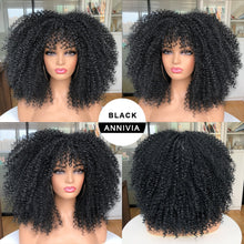 Load image into Gallery viewer, 16"Short Hair Afro Kinky Curly Wigs With Bangs For Black Women African Synthetic Ombre Glueless Blonde Brown Cosplay Lolita Wigs