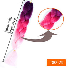 Load image into Gallery viewer, 24inch Synthetic HairPieces Braids Jumbo Hair Extensions Braiding Rainbow Blue Pink Blonde Purple Ombre DreadLock Braid MUMUPI