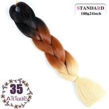 Load image into Gallery viewer, AILIADE 24 inch Jumbo Braids Long Ombre Synthetic High Temperature Braiding Kanekalon Hair Extensions African White Black Women