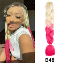 Load image into Gallery viewer, 24'' 100G Synthetic Jumbo Braiding Hair Ombre Rainbow Hair Extensions Festival Jumbo Crochet Hair Weaving Box Braids Hairpieces
