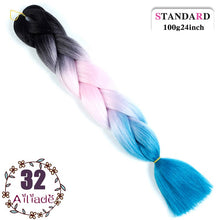 Load image into Gallery viewer, AILIADE 24 inch Jumbo Braids Long Ombre Synthetic High Temperature Braiding Kanekalon Hair Extensions African White Black Women