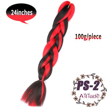 Load image into Gallery viewer, AILIADE 24 inch Jumbo Braids Long Ombre Synthetic High Temperature Braiding Kanekalon Hair Extensions African White Black Women