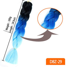 Load image into Gallery viewer, 24inch Synthetic HairPieces Braids Jumbo Hair Extensions Braiding Rainbow Blue Pink Blonde Purple Ombre DreadLock Braid MUMUPI