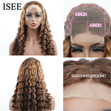 Load image into Gallery viewer, ISEE HAIR Honey Highlight Wig Human Hair Wigs 4/27 Ombre Curly 13x4 Lace Frontal Wigs Peruvian Kinky Curly Lace Closure Wigs