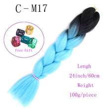Load image into Gallery viewer, Ombre Jumbo Braids Hair 24inch 100g Synthetic Braiding Hair Crochet Braid Hair Extension  for Women Blond Brown Pink Purple