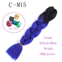 Load image into Gallery viewer, Ombre Jumbo Braids Hair 24inch 100g Synthetic Braiding Hair Crochet Braid Hair Extension  for Women Blond Brown Pink Purple