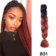 Load image into Gallery viewer, 24'' 100G Synthetic Jumbo Braiding Hair Ombre Rainbow Hair Extensions Festival Jumbo Crochet Hair Weaving Box Braids Hairpieces