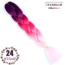 Load image into Gallery viewer, AILIADE 24 inch Jumbo Braids Long Ombre Synthetic High Temperature Braiding Kanekalon Hair Extensions African White Black Women