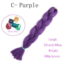 Load image into Gallery viewer, Ombre Jumbo Braids Hair 24inch 100g Synthetic Braiding Hair Crochet Braid Hair Extension  for Women Blond Brown Pink Purple