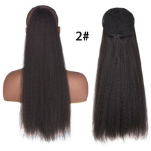 Load image into Gallery viewer, MyDiva Afro Long Straight Puff Ponytail Hair Extension Natural Synthetic Perm Yaki Hairpiece Drawstring Ponytails Elastic Band