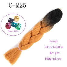 Load image into Gallery viewer, Ombre Jumbo Braids Hair 24inch 100g Synthetic Braiding Hair Crochet Braid Hair Extension  for Women Blond Brown Pink Purple