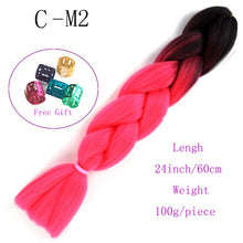 Load image into Gallery viewer, Ombre Jumbo Braids Hair 24inch 100g Synthetic Braiding Hair Crochet Braid Hair Extension  for Women Blond Brown Pink Purple