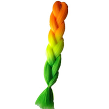 Load image into Gallery viewer, Pervado Hair 1pc 24" 100G/PC Ombre Jumbo Braids Crochet Hair Synthetic Braiding Hair Extension Yaki Bulk Red Green Rasta Color