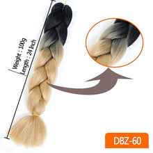 Load image into Gallery viewer, 24inch Synthetic HairPieces Braids Jumbo Hair Extensions Braiding Rainbow Blue Pink Blonde Purple Ombre DreadLock Braid MUMUPI