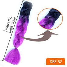 Load image into Gallery viewer, 24inch Synthetic HairPieces Braids Jumbo Hair Extensions Braiding Rainbow Blue Pink Blonde Purple Ombre DreadLock Braid MUMUPI