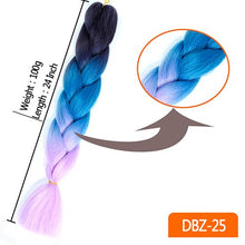 Load image into Gallery viewer, 24inch Synthetic HairPieces Braids Jumbo Hair Extensions Braiding Rainbow Blue Pink Blonde Purple Ombre DreadLock Braid MUMUPI