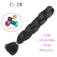 Load image into Gallery viewer, Ombre Jumbo Braids Hair 24inch 100g Synthetic Braiding Hair Crochet Braid Hair Extension  for Women Blond Brown Pink Purple