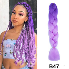 Load image into Gallery viewer, 24'' 100G Synthetic Jumbo Braiding Hair Ombre Rainbow Hair Extensions Festival Jumbo Crochet Hair Weaving Box Braids Hairpieces