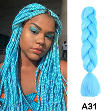 Load image into Gallery viewer, 24'' 100G Synthetic Jumbo Braiding Hair Ombre Rainbow Hair Extensions Festival Jumbo Crochet Hair Weaving Box Braids Hairpieces