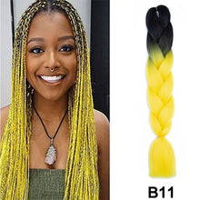 Load image into Gallery viewer, 24'' 100G Synthetic Jumbo Braiding Hair Ombre Rainbow Hair Extensions Festival Jumbo Crochet Hair Weaving Box Braids Hairpieces