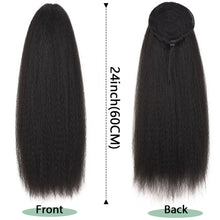 Load image into Gallery viewer, MyDiva Afro Long Straight Puff Ponytail Hair Extension Natural Synthetic Perm Yaki Hairpiece Drawstring Ponytails Elastic Band