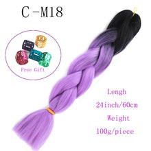 Load image into Gallery viewer, Ombre Jumbo Braids Hair 24inch 100g Synthetic Braiding Hair Crochet Braid Hair Extension  for Women Blond Brown Pink Purple